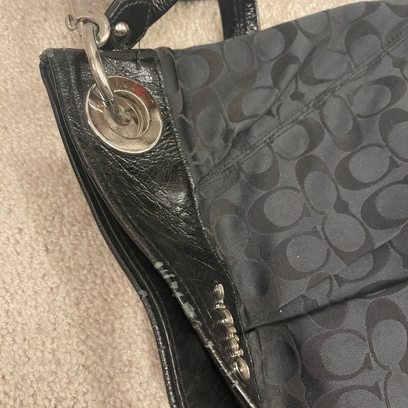 Coach Ashley Hippie Crossbody Purse Signature Sateen Black/Grey/Silver - Picture 5 of 7